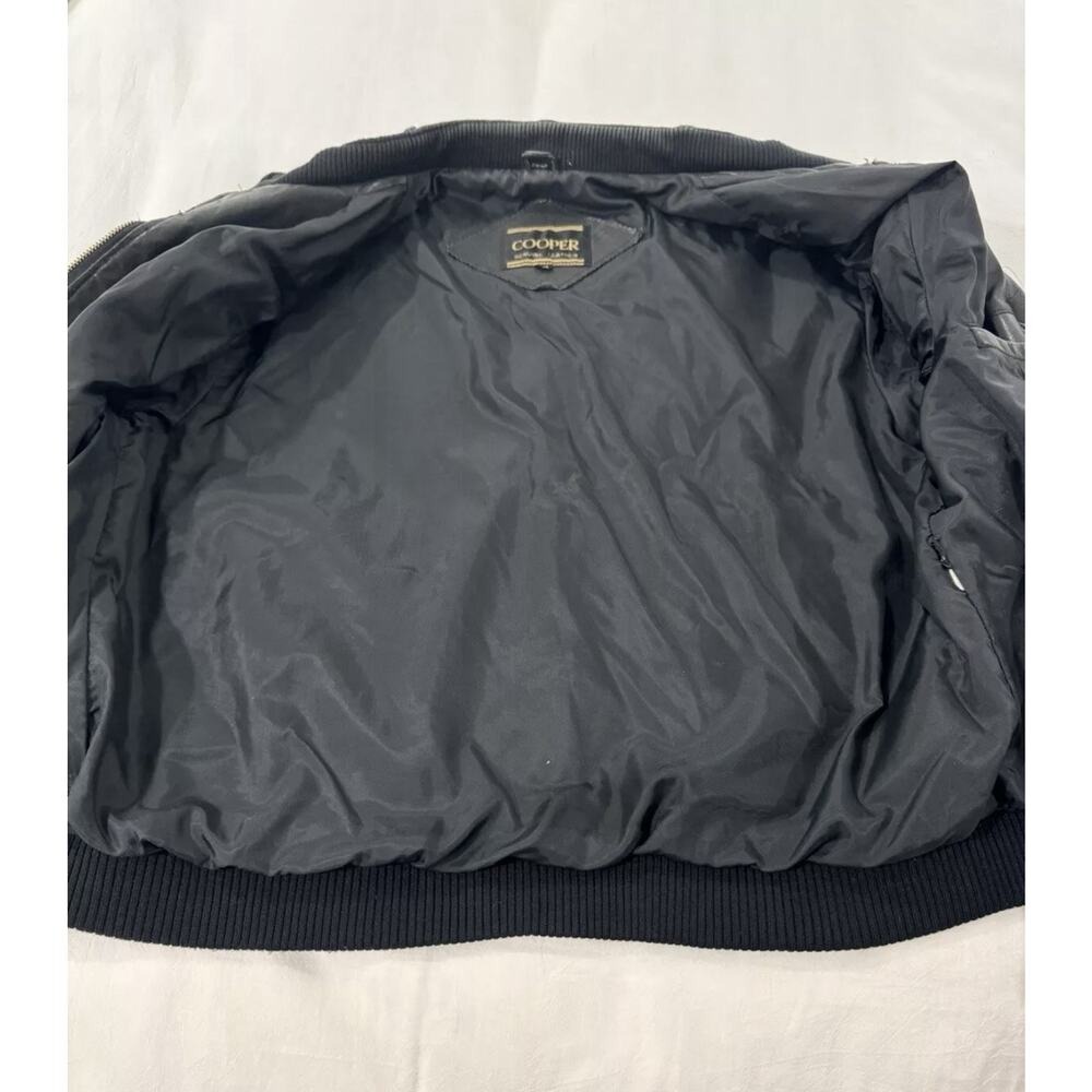 Cooper Collection Bomber Cafe Racer Biker Leather Black Jacket Size Men's 44 - Picture 12 of 16